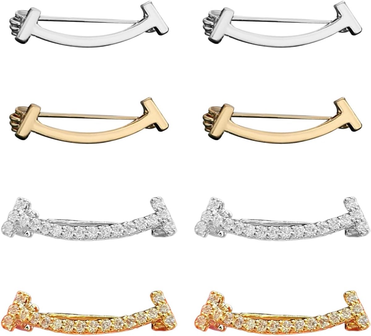 Set van 8 kraagbevestigingspelden, zichtbare gespen, modieuze versieringen die persoonlijke stijl toevoegen, geschikt voor dagelijks gebruik en formele gelegenheden., Eén maat