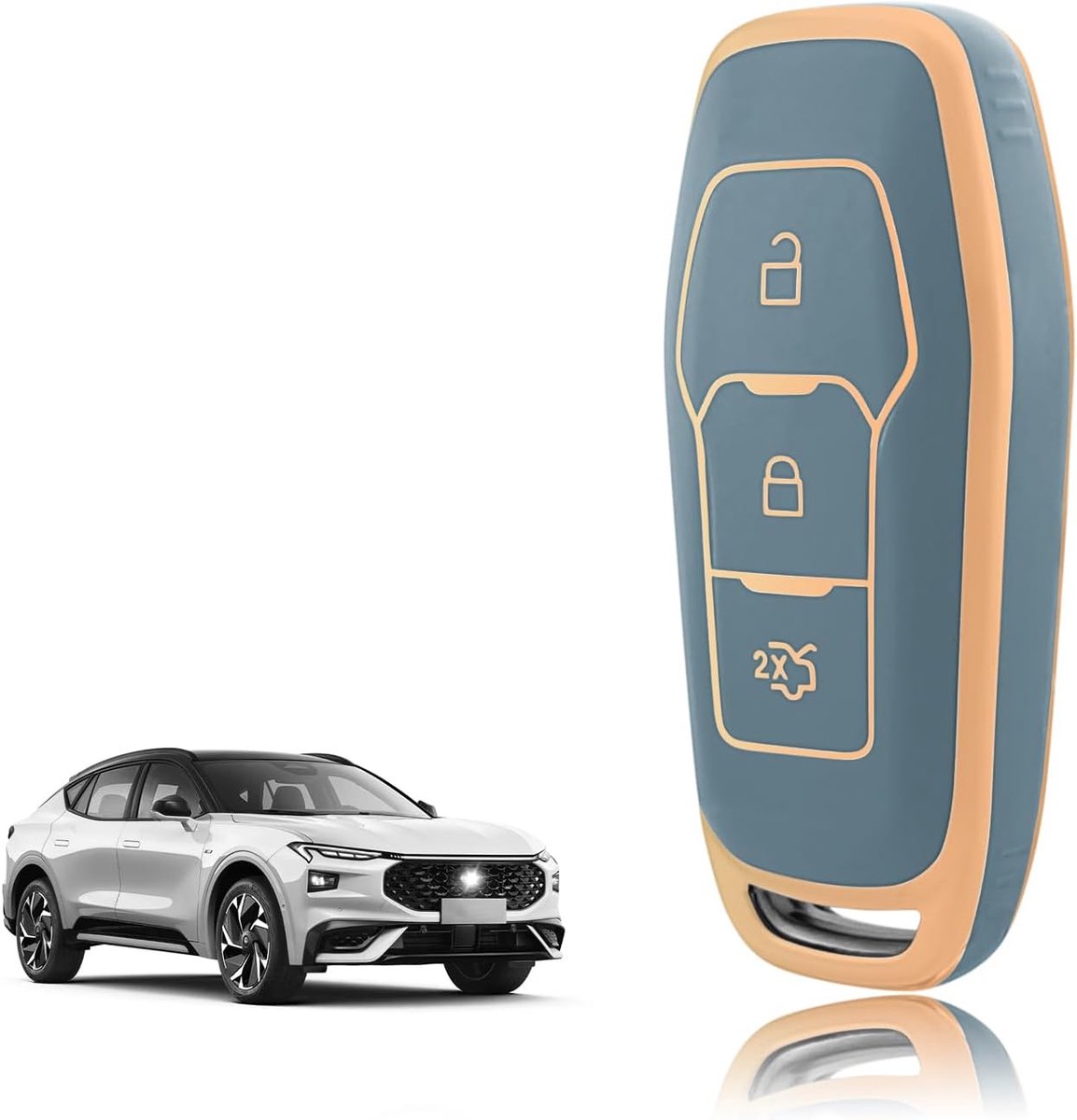 Sleutelhoes TPU, Autosleutelhoes Geschikt voor Ford Mondeo Fiesta Focus Kuga Ka Mustang Galaxy Explorer Fusion Edge Ecosport S-Max, Sleutel Cover Bescherming Sleutelbehuizing - Smart Key