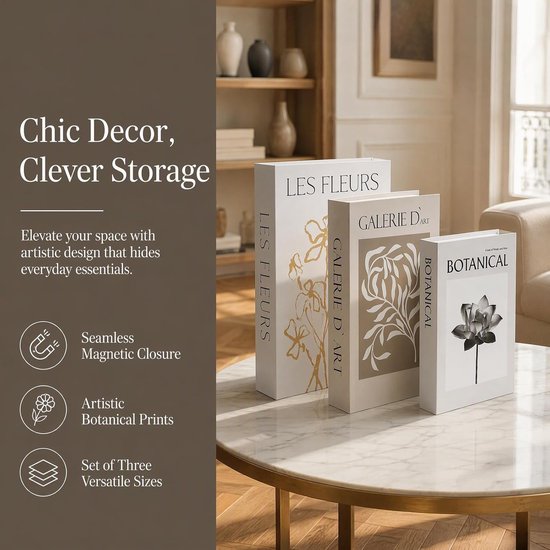 3 decoratieve boeken met magneet, opbergdoos voor nepboeken — afbeelding 4