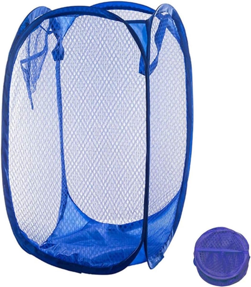 Design Wasmand donkerblauw - opvouwbare waszak, pop-up wasmand, ideale wasmand en waspoef voor kinderkamer, vuile wasbak, inklapbare wasmand, stof, reiswaszak