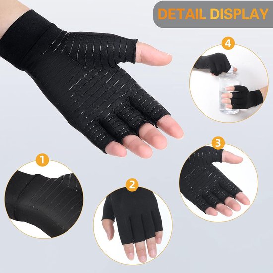 Compressiehandschoenen voor dames en heren, pijn- en warmte-verlichting (XL) — afbeelding 4