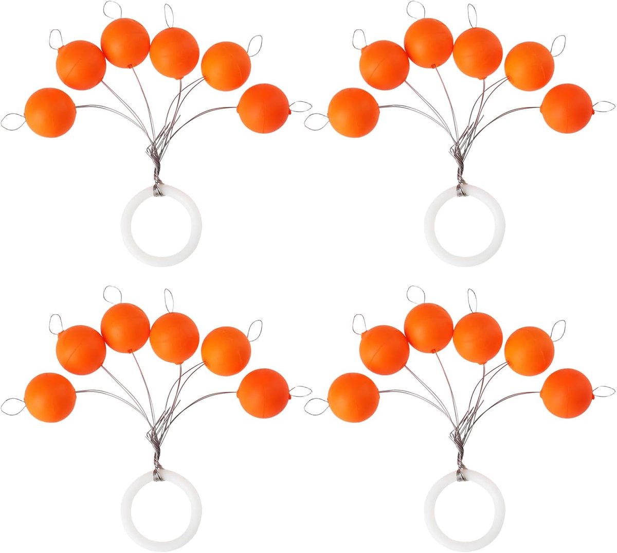 4x Oranje oppervlak Blob drijft, bijtindicator voor vliegvissen ondiep onkruid water