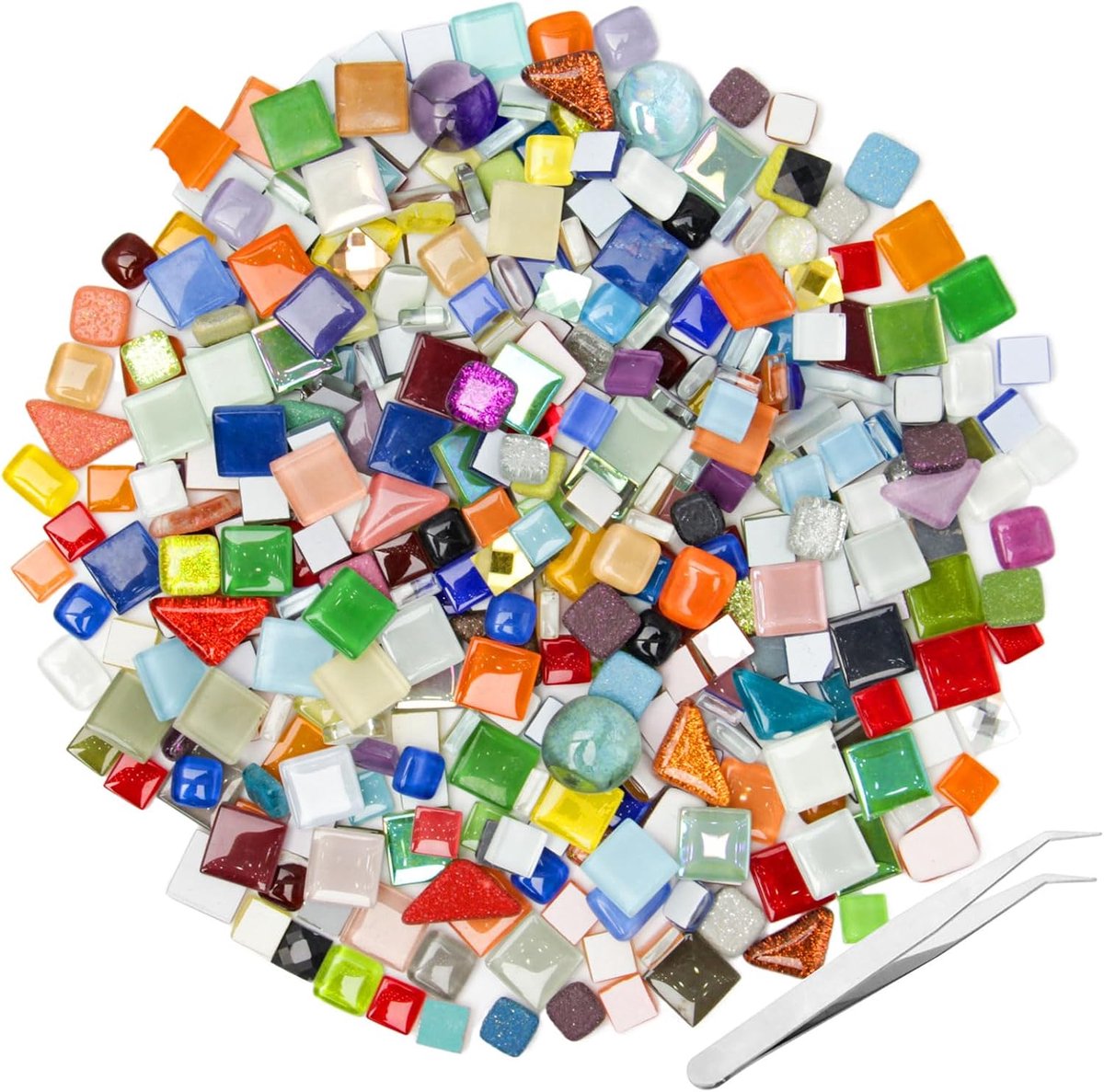 500 g keramische tegels mozaïek keramische set voor volwassenen met onregelmatige pincetten kleuren mini-mozaïektegels voor knutselwerk, decoratie, binnen en buiten