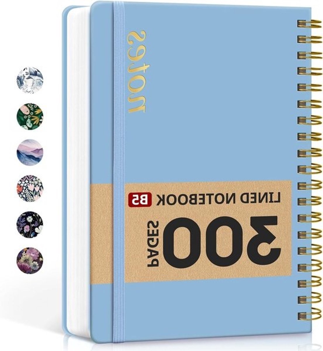 Lined Spiral Notebook - Schrijfblok Journal - Notities Maken - 300 Dikke Pagina's - B5 Formaat - Lichtblauw