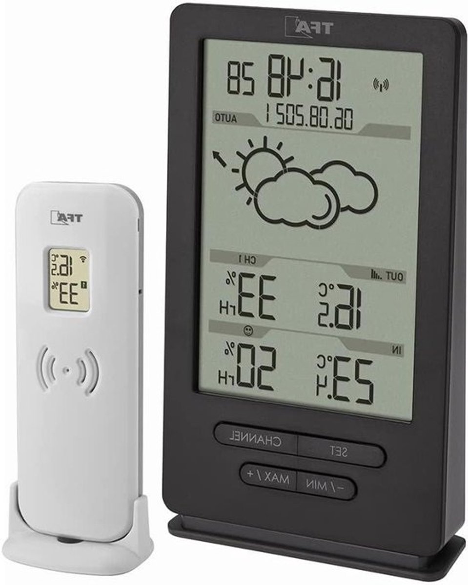Weerstation Draadloos Binnen Buiten - Weerstation Binnen en Buiten - Weerstation met Buitensensor - Outdoor