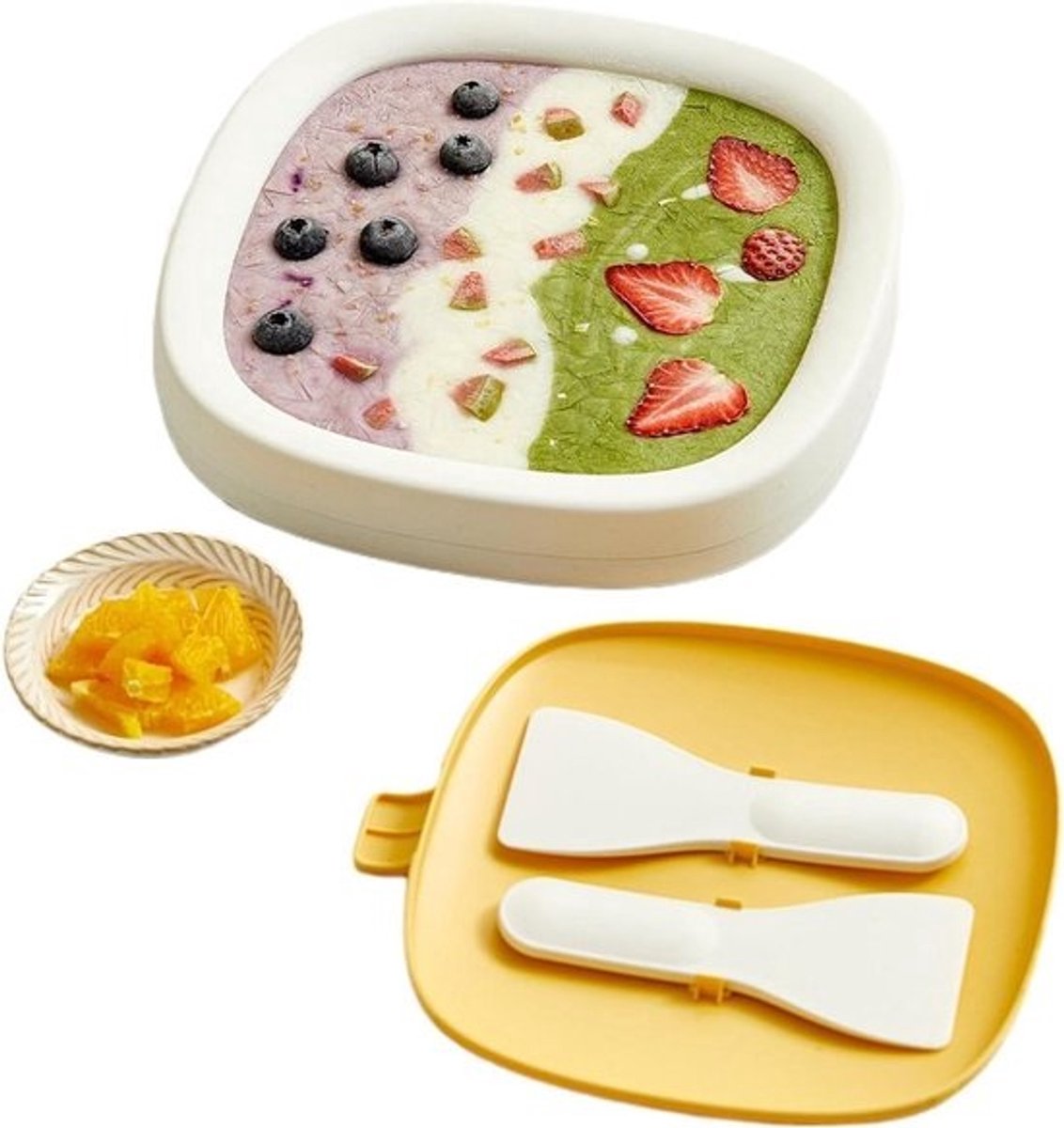 Rolijsmaker Gerold IJs - Dessert Maker - Zelfgemaakte Desserts - Voedselveilige Plaat - 23x23x39.5 cm - Crèmekleurig