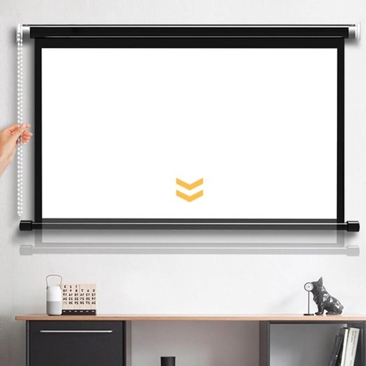 Projectiescherm Handmatig - Beamerdoek Intrekbaar - Thuisbioscoop Creëren - Kreukvrij Lichtgewicht - 60 inch (16:9) - Wit