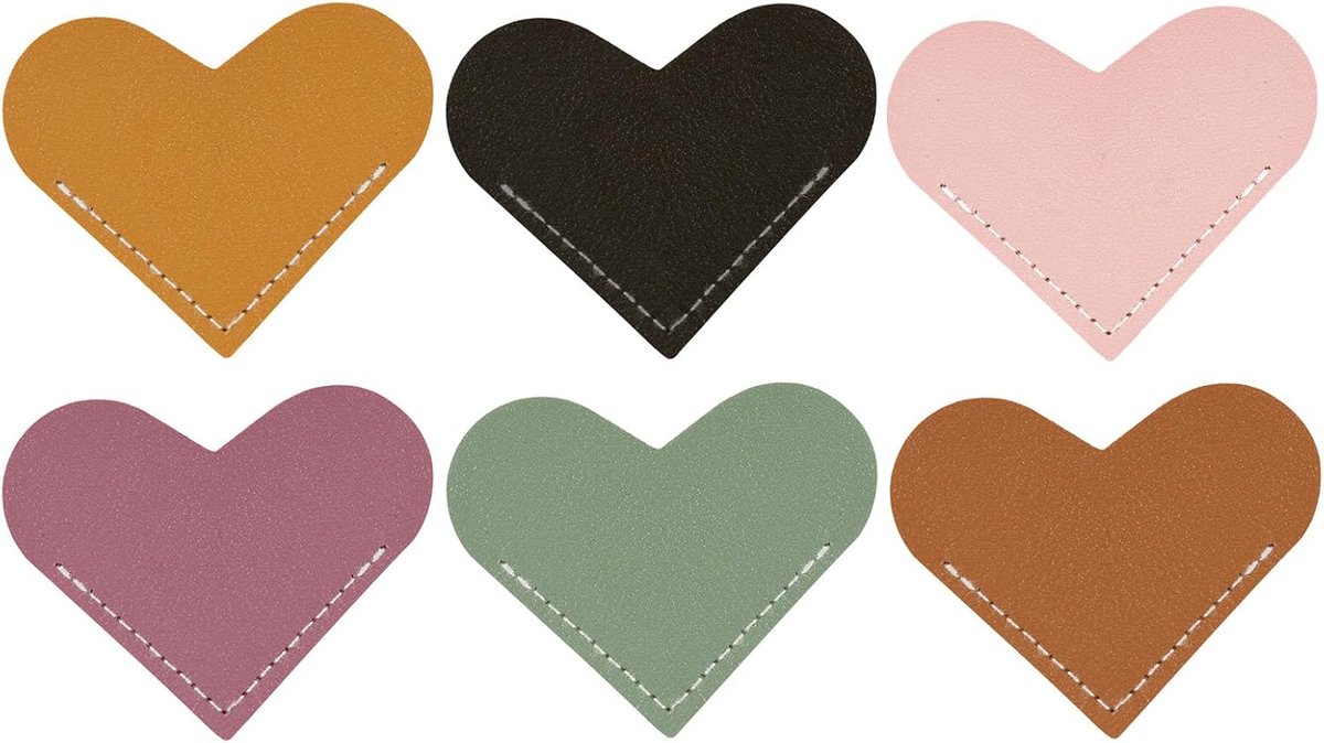 6 stuks lederen hartvormige bladwijzers, hoekbladwijzers, leesaccessoires, boekenaccessoires, boek lezen, accessoires voor boekenliefhebbers, cadeaus voor boekenliefhebbers