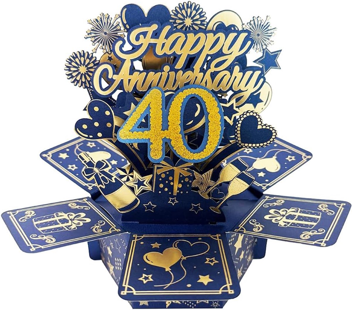 40-jarig huwelijksjubileum pop-upwenskaart voor hem, groot 3D 40-jarig samen-cadeau voor echtgenote, beste 40 jaar getrouwd cadeau-idee voor hem en koppels