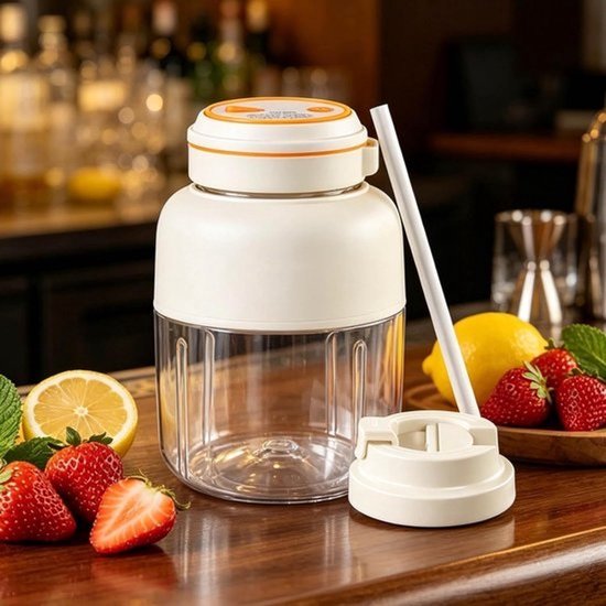 Draagbare Juicer Beker - Persoonlijke Blender - Snelle Drankjes Maken - Draadloos Verstelbaar - 1300 ml Capaciteit - Wit — afbeelding 3