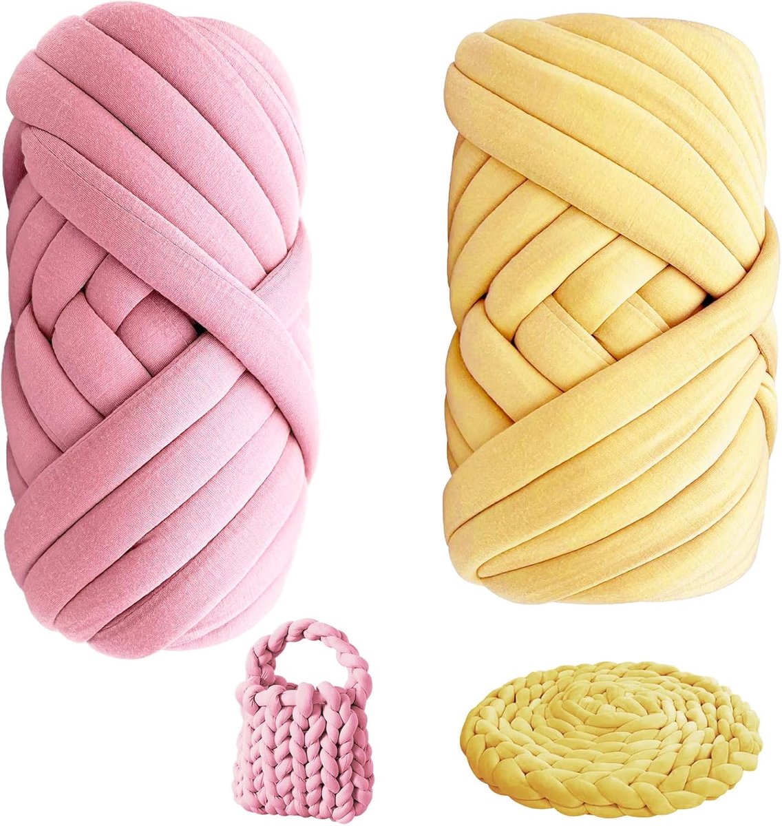 2 stuks armbreigaren, 500 g/25 m, chunky wol voor handbreien, 2 kleuren