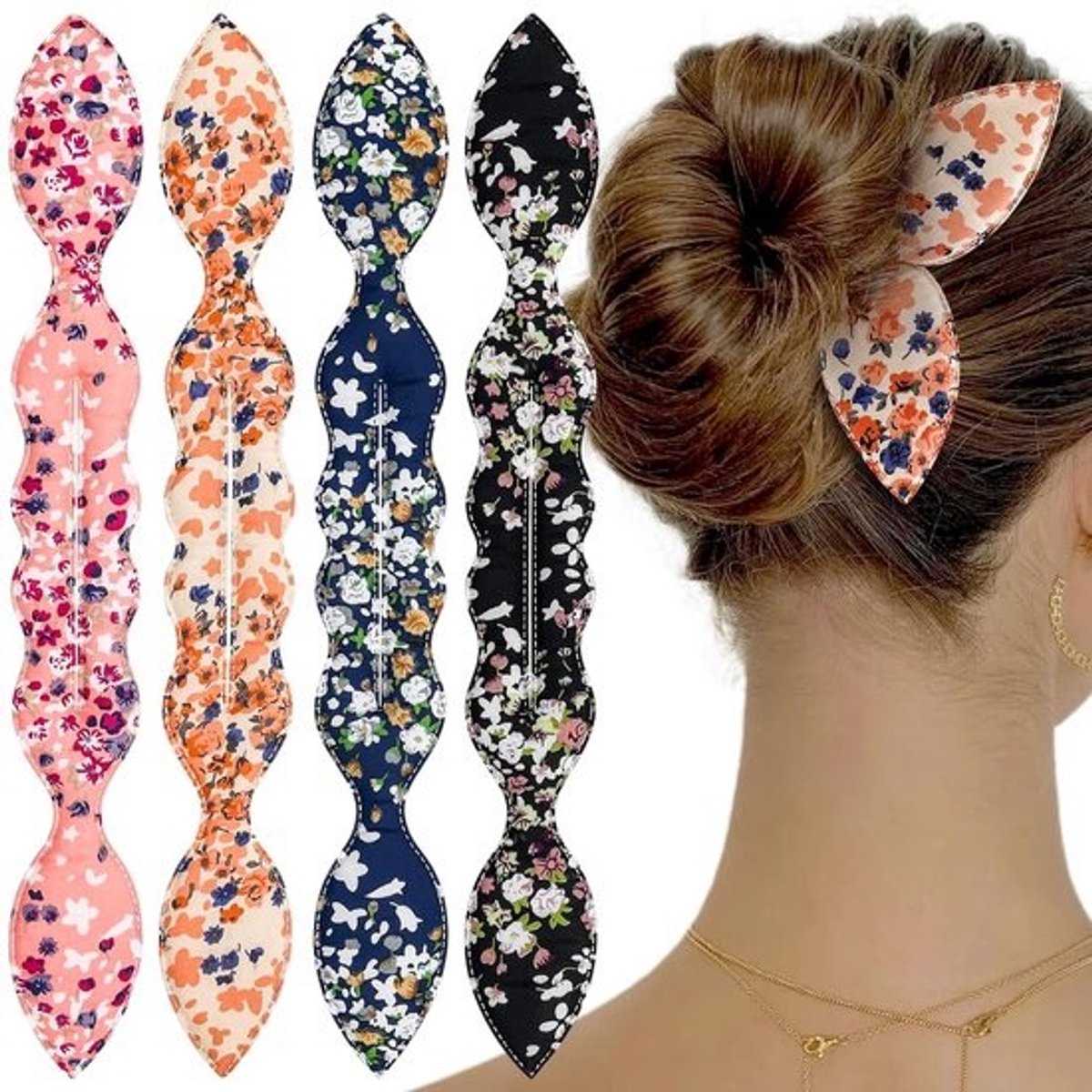 4-delige haarknotset - Haarknottool - Haarstylingtool - Haarknottool - Gedraaide haarknottool - Flexibele en snelle haarstylingaccessoires - Geschikt voor vrouwen en meisjes