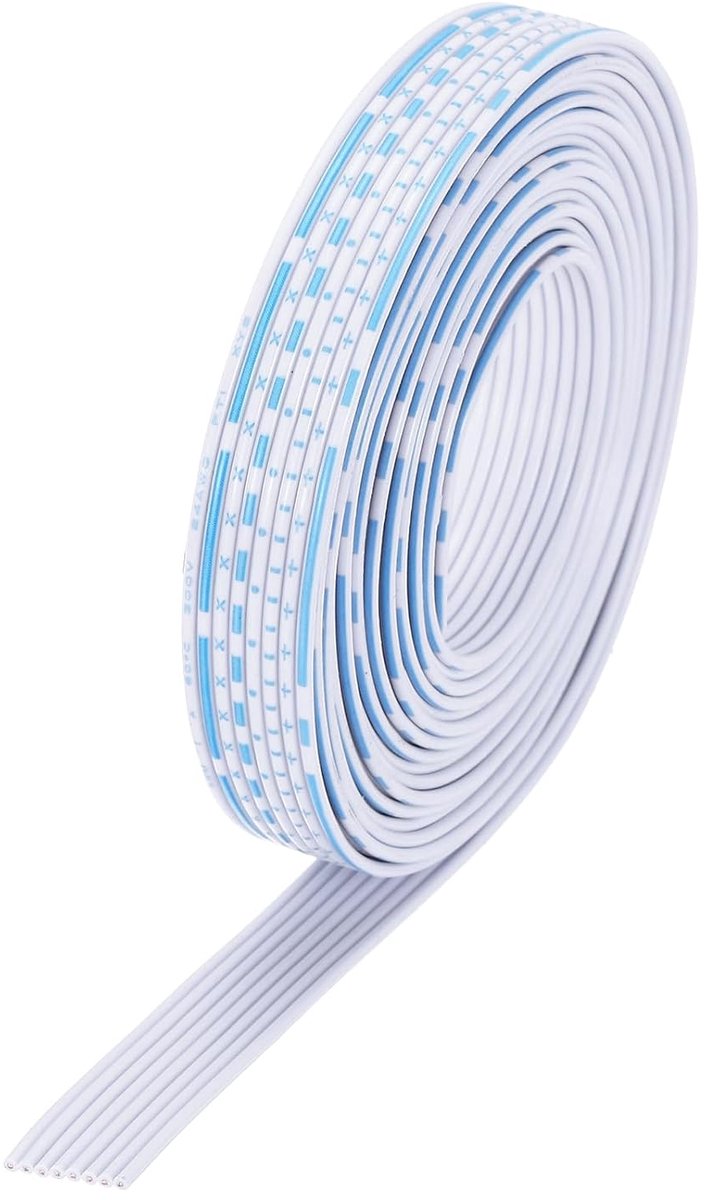 24AWG IDC draad lintkabel 3 m lengte 1,3 mm pitch 8-pins blauw en wit voor JTAG/ISP verbinding