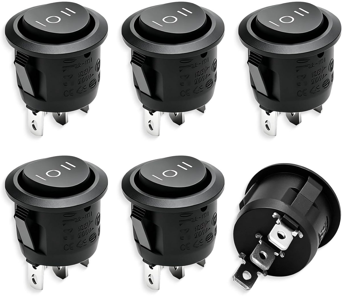 Tuimelschakelaars, 3 standen, 12 V/250 V, 6 A, voor auto, boot, huishoudelijke apparaten, zwart