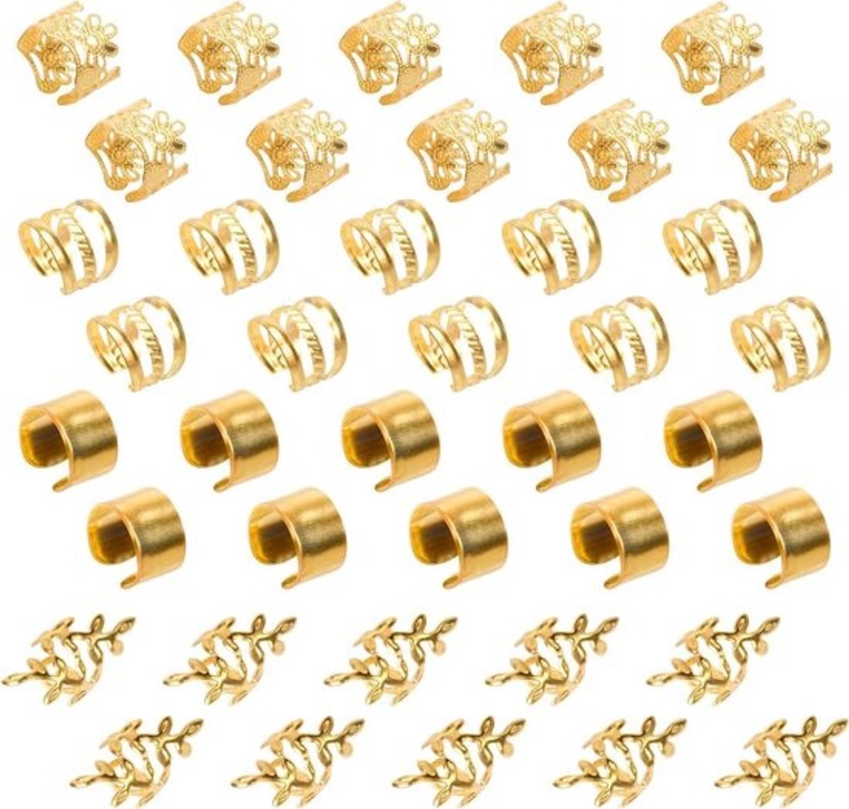 Haarringen Set - Vlecht Manchetten - Haar Styling - Verstelbare Legering - 12 x 8 x 1 cm - Goud