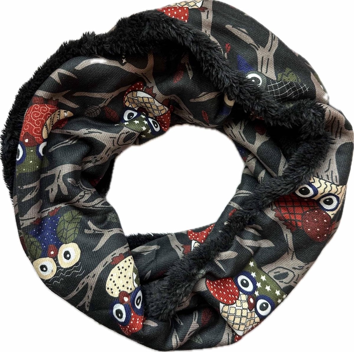 Fleece Pluizig Warme Winter Loop Sjaal Uil UHU Kautz Colsjaal
