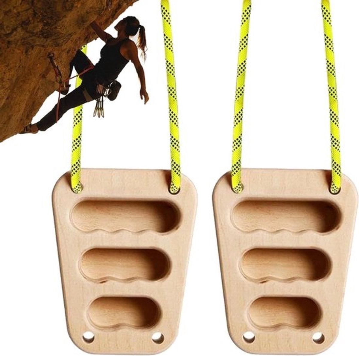 Klimplank Set - Vinger Trainer - Kracht Opbouwen - Verstelbare Intensiteit - 14x11x3cm - Houtkleur