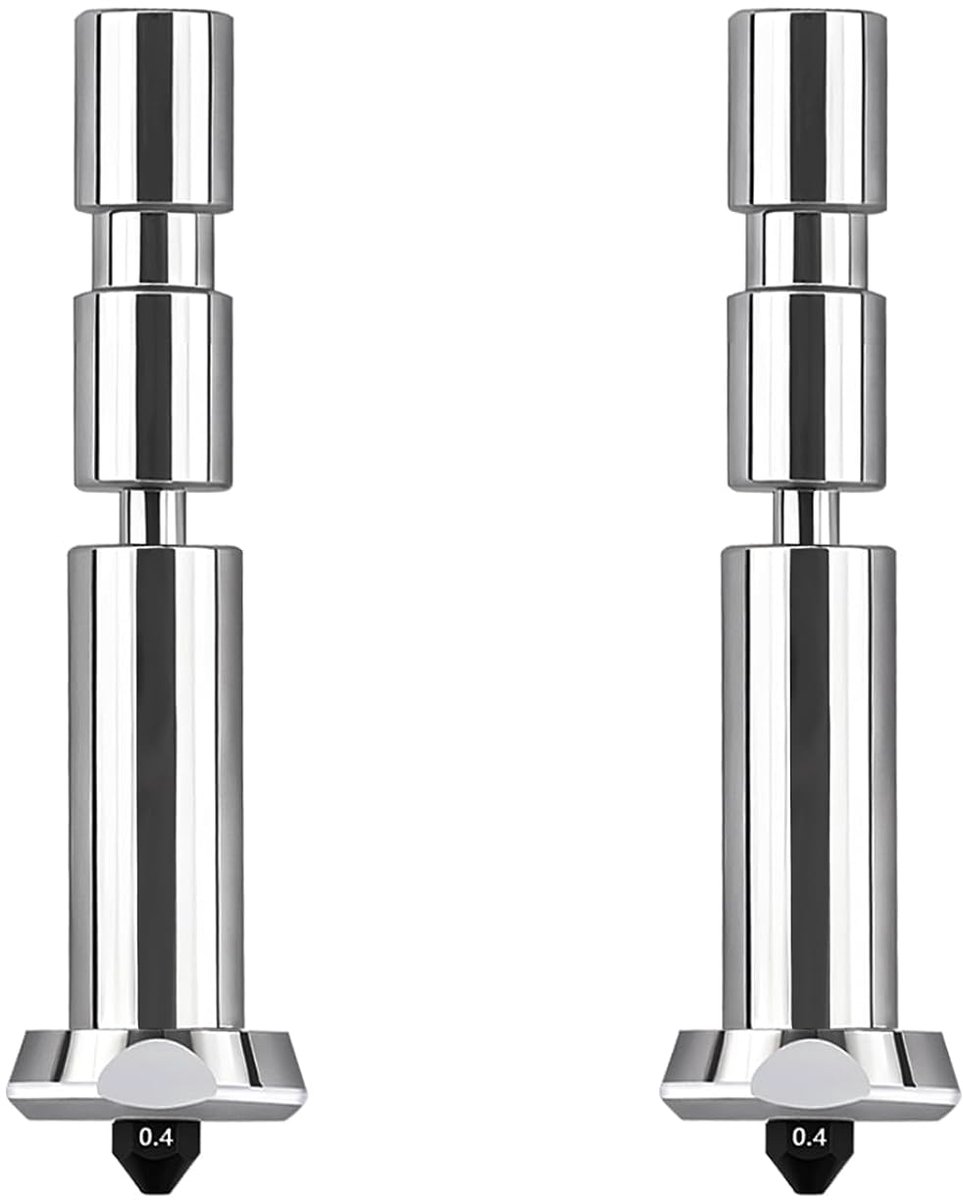 2 stuks geïntegreerd 0,4 mm mondstuk voor Anycubic Kobra 3 Max, volledig gemaakt van titaniumlegering, snelwisselmondstuk van gehard staal, hot-end mondstuk voor Cobra 3 Max