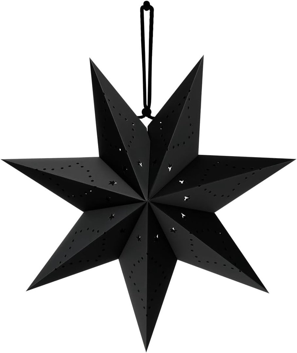 Kerstdecoratie Vouwster met 7 Punten - Zwarte Papieren Ster voor Feestdagen, Bruiloften en Verjaardagen - 45 cm Hangdecoratie