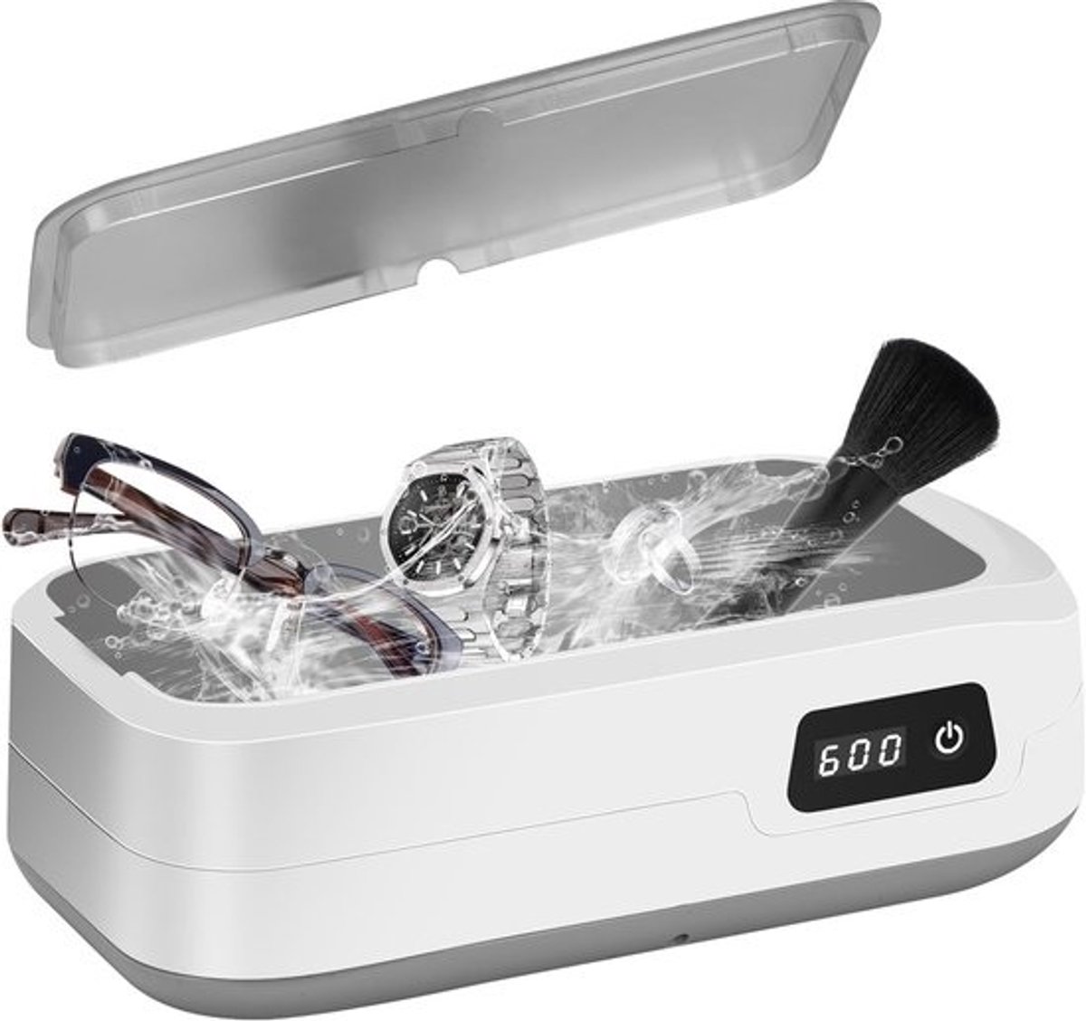 Ultrasoon Reiniger - Sieraden Wasser - Snel Schoonmaken - Krachtige Trillingen - Compact Formaat - Wit