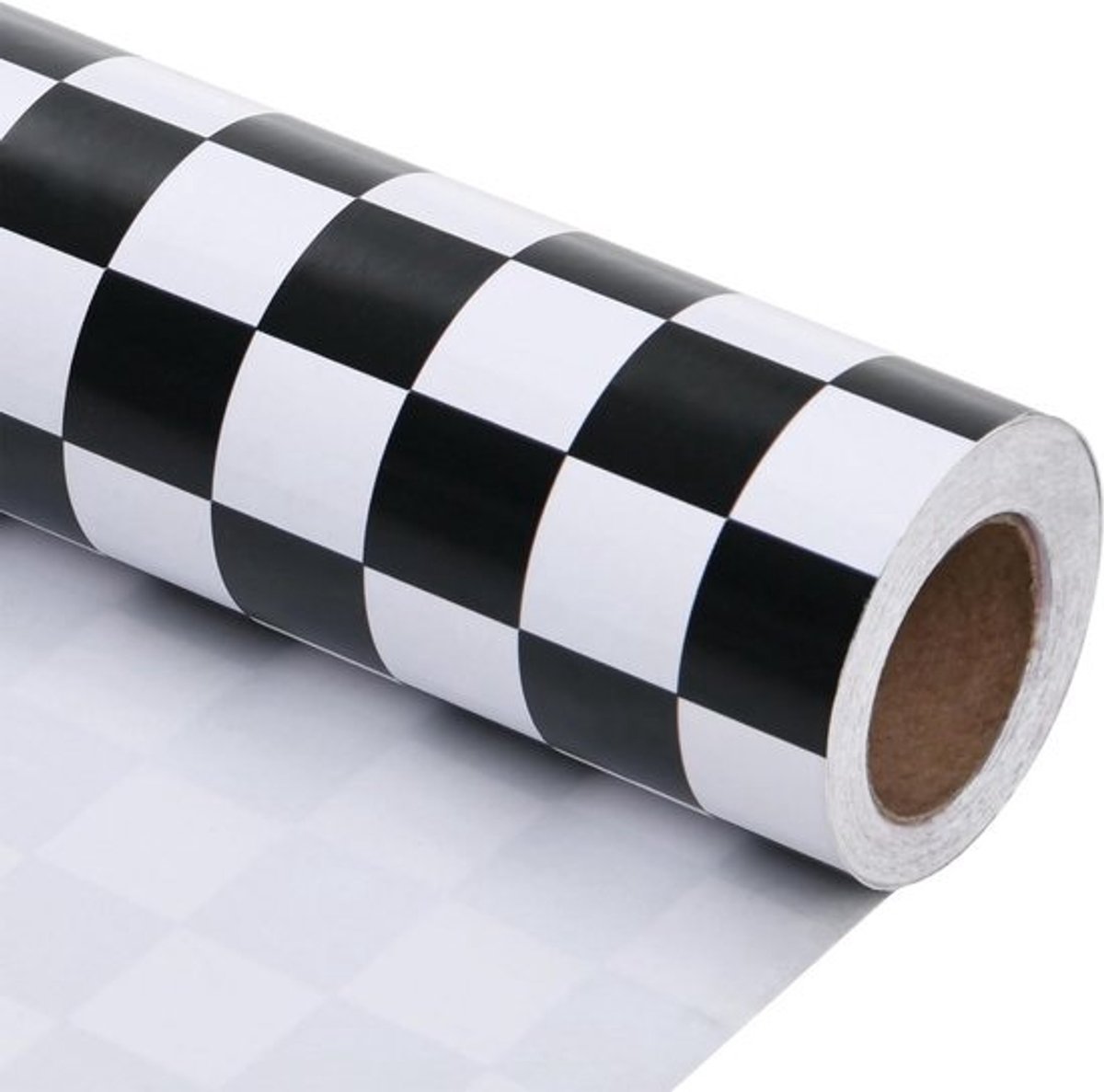Inpakpapier Rol Geruite Vlag Raceauto Thema - Ideaal voor Kinderverjaardagen en Feestdagen