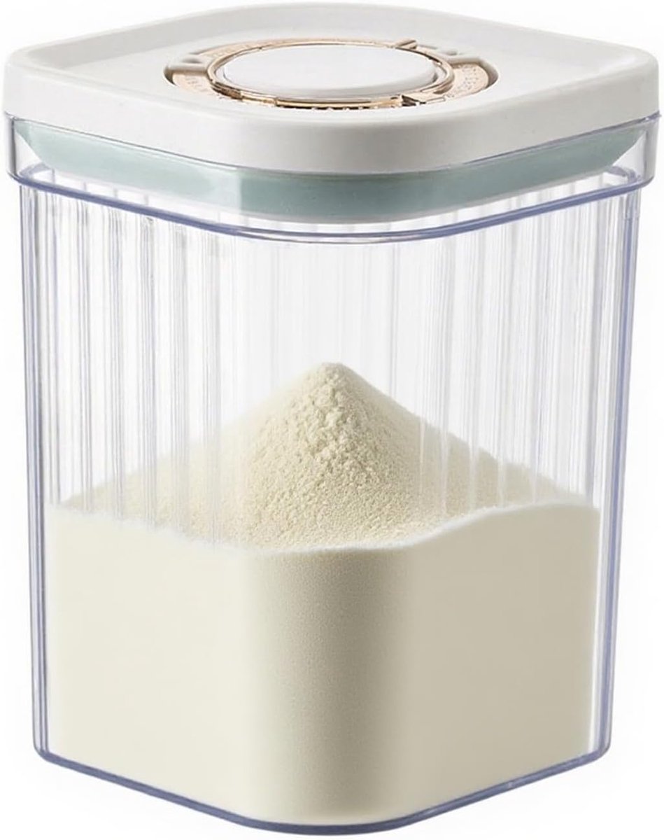 Melkpoederdispenser, melkpoeder, opbergdoos met lepel, verzegelde melkpoederdispenser, geschikt voor het bewaren van melkpoeder, meel, gist, rode bonen (transparant)