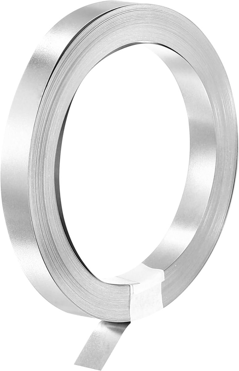 1 rol 10 m band van vernikkeld staal, verbindingsplaat, stalen band voor batterijen en puntlassen, 7 x 0,15 mm (l x d)