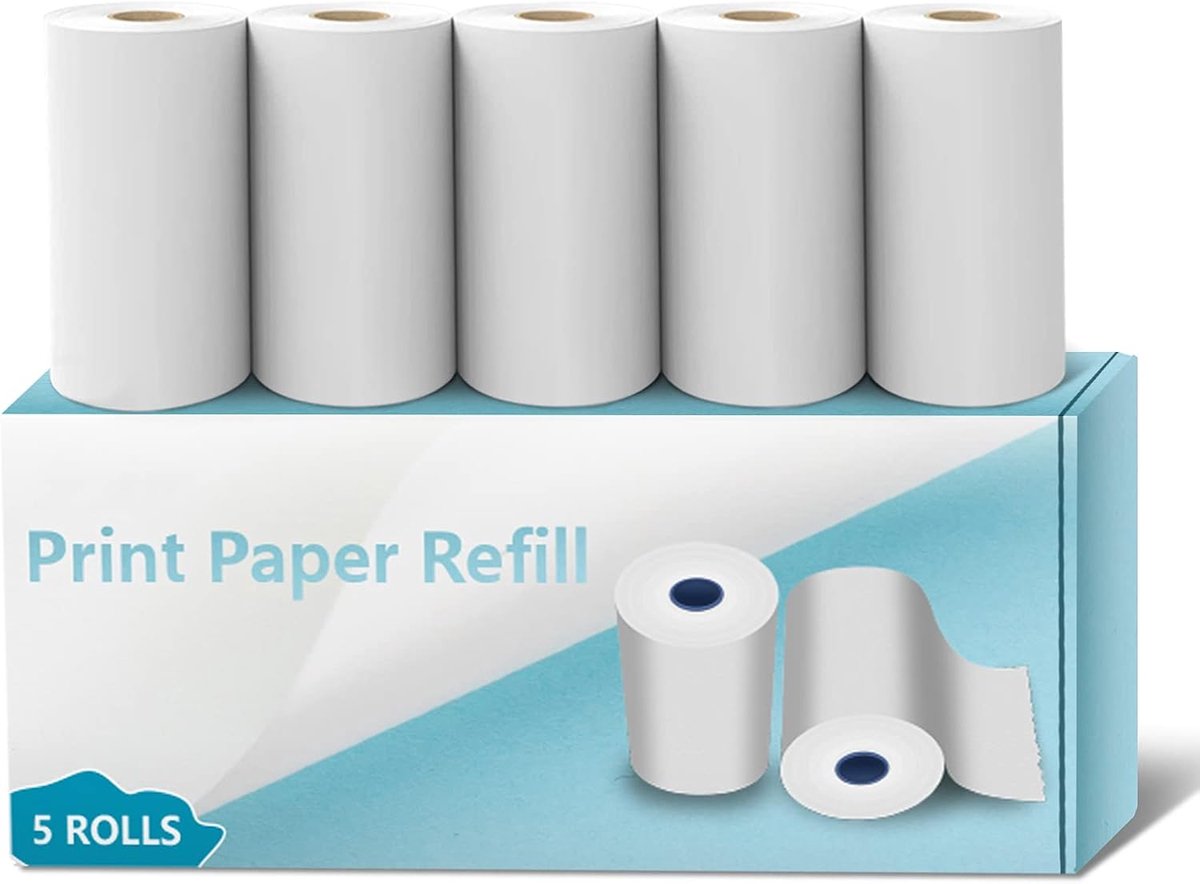 5 rollen printpapier voor kindercamera, direct thermisch papier, navulpapier voor kindercamera (lengte: 730 cm, breedte: 5,8 cm)