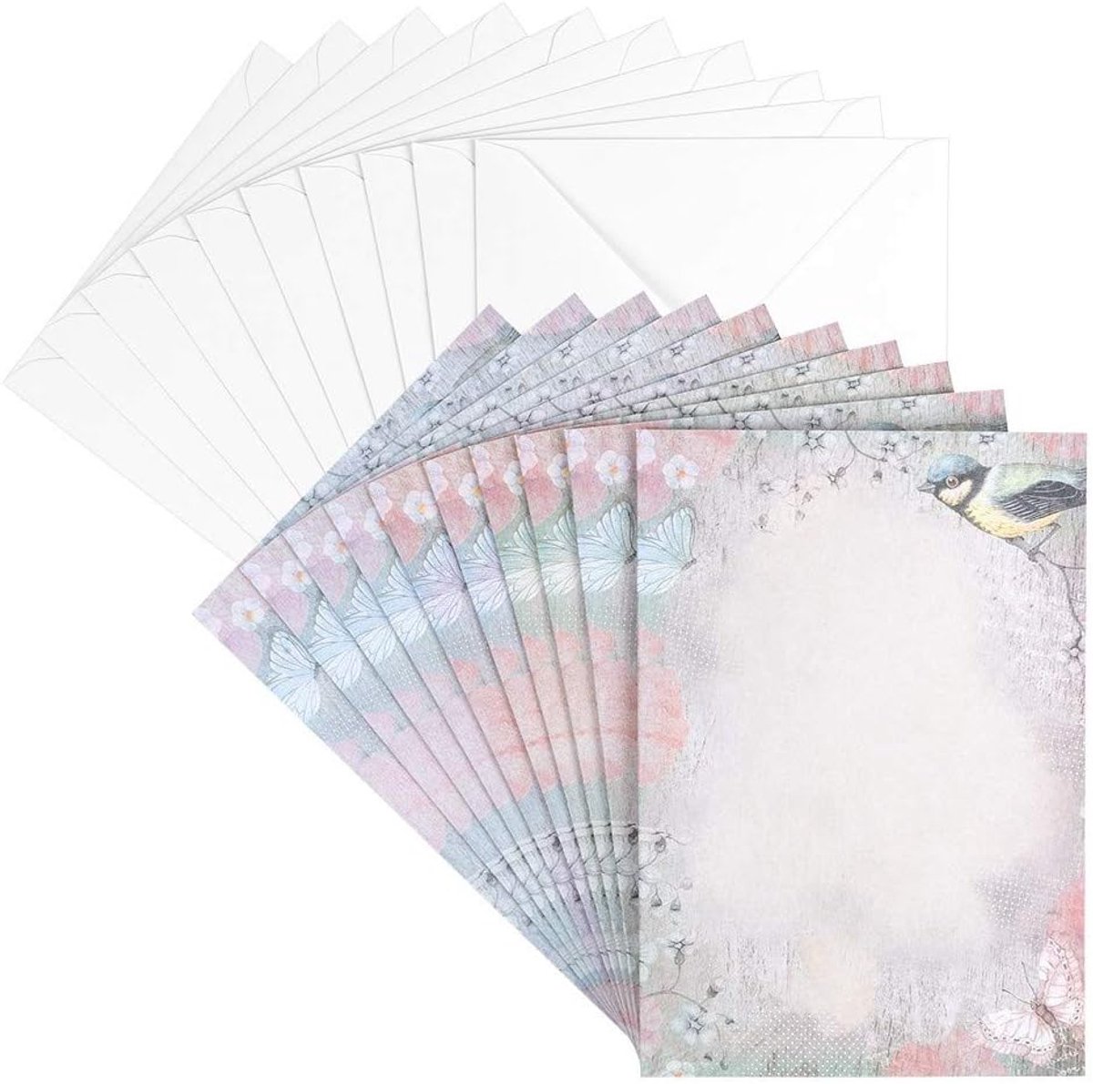 Wenskaarten met enveloppen, blanco, meerkleurig, neutraal, ideaal voor felicitaties verjaardag, bruiloft enz., Din B6 (lentedroom in pastel)