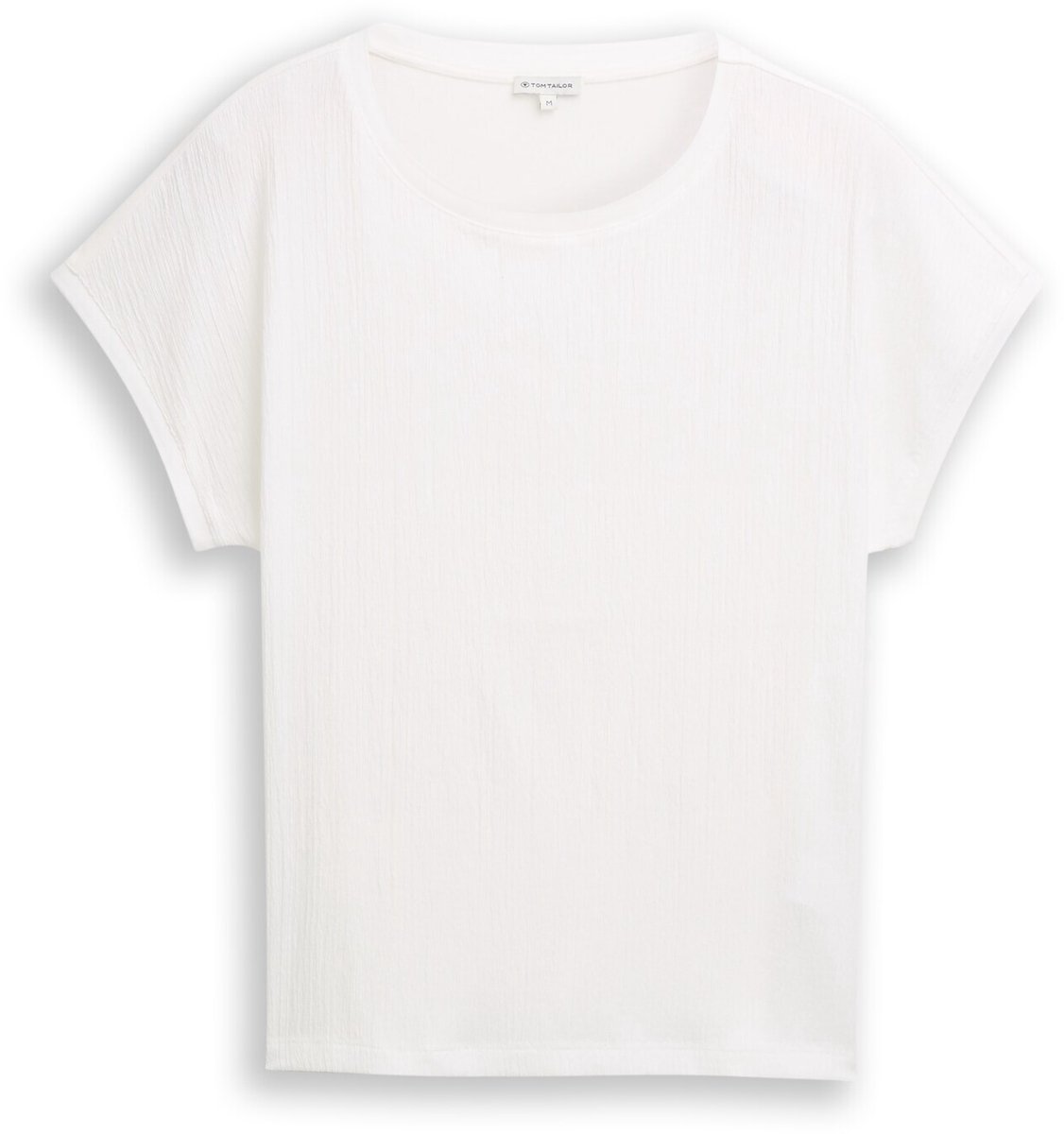 Tom Tailor - T-shirt in materiaalmix - Maat XL - Whisper White