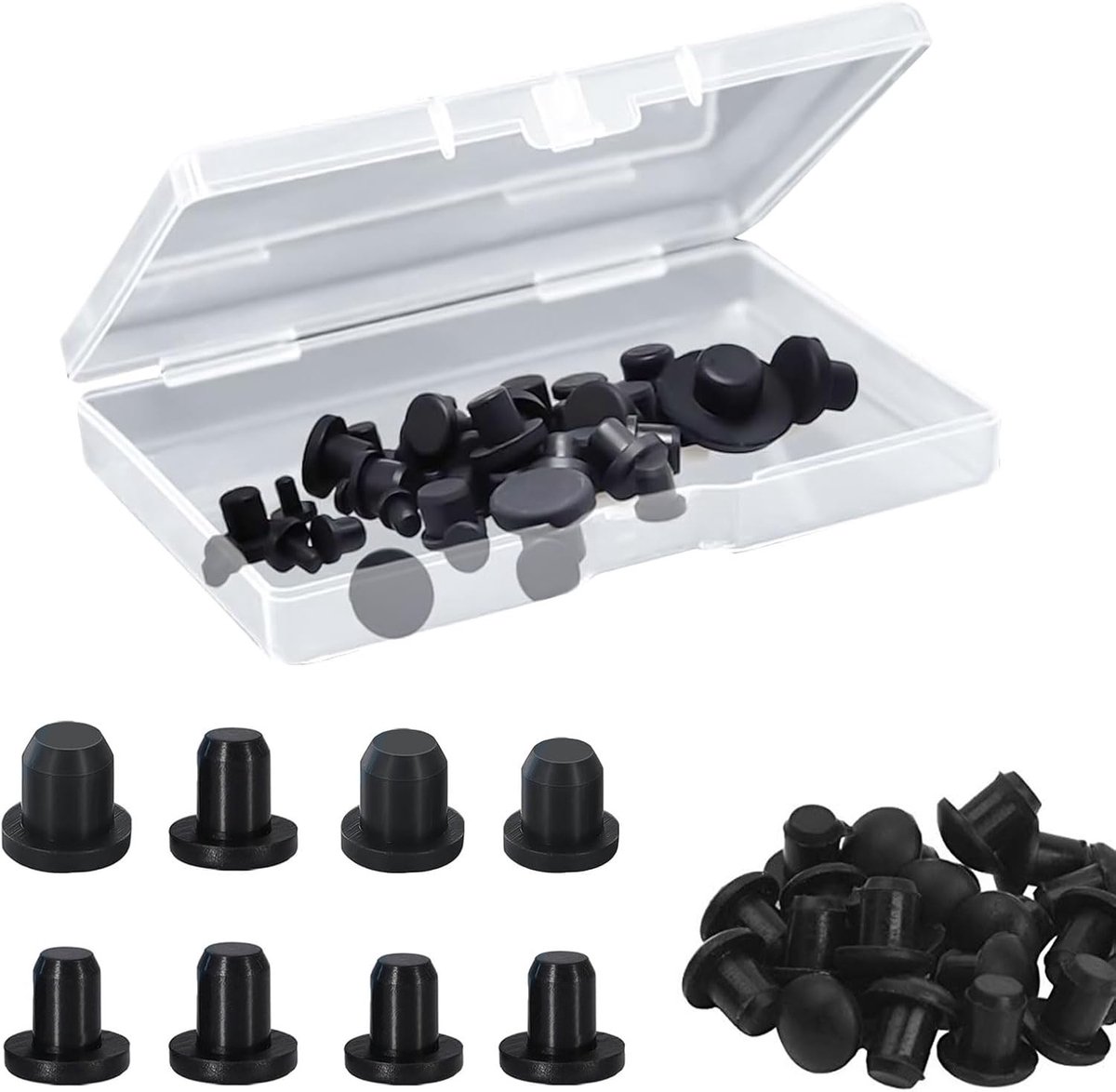 80 Stuks Siliconen Rubber Stoppen voor Boorgaten - Zwarte Dekkapjes voor Flessen en Buizen in 8 Maten, Perfect voor Creatieve Projecten en DIY Gebruik