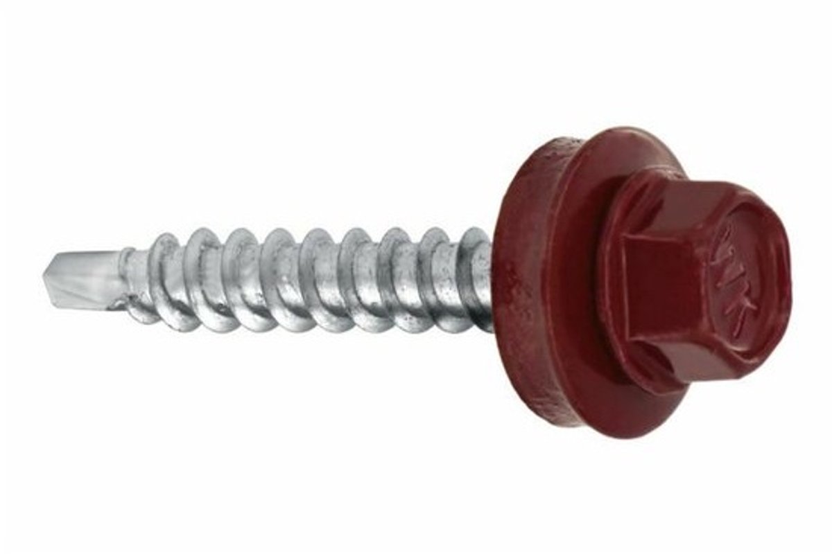 Boorschroeven voor Trapeziumplaat en Gevelbekleding 4,8 x 35 mm (250 stuks, Wijnrood)