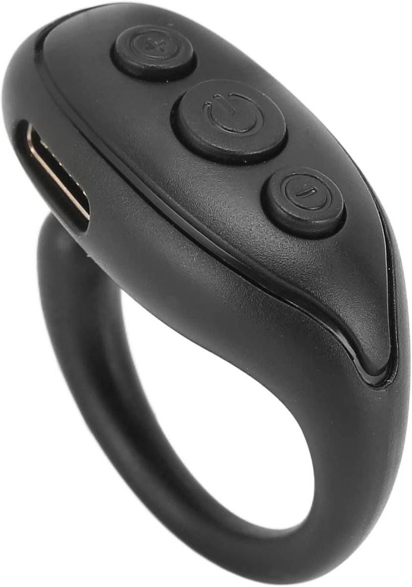 Bluetooth-afstandsbediening voor Mobiele Telefoon, Ring Finger Scroller Remote, Ebook Bluetooth Scrolling Ring Page Turner, Camera Remote Shutter (BLACK)