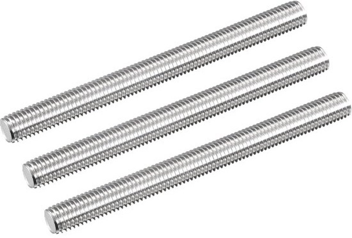 RVS Schroefdraadstang M12 x 140mm - Volledig Spoed 1.75mm - Rechtsdraaiend - Set van 3