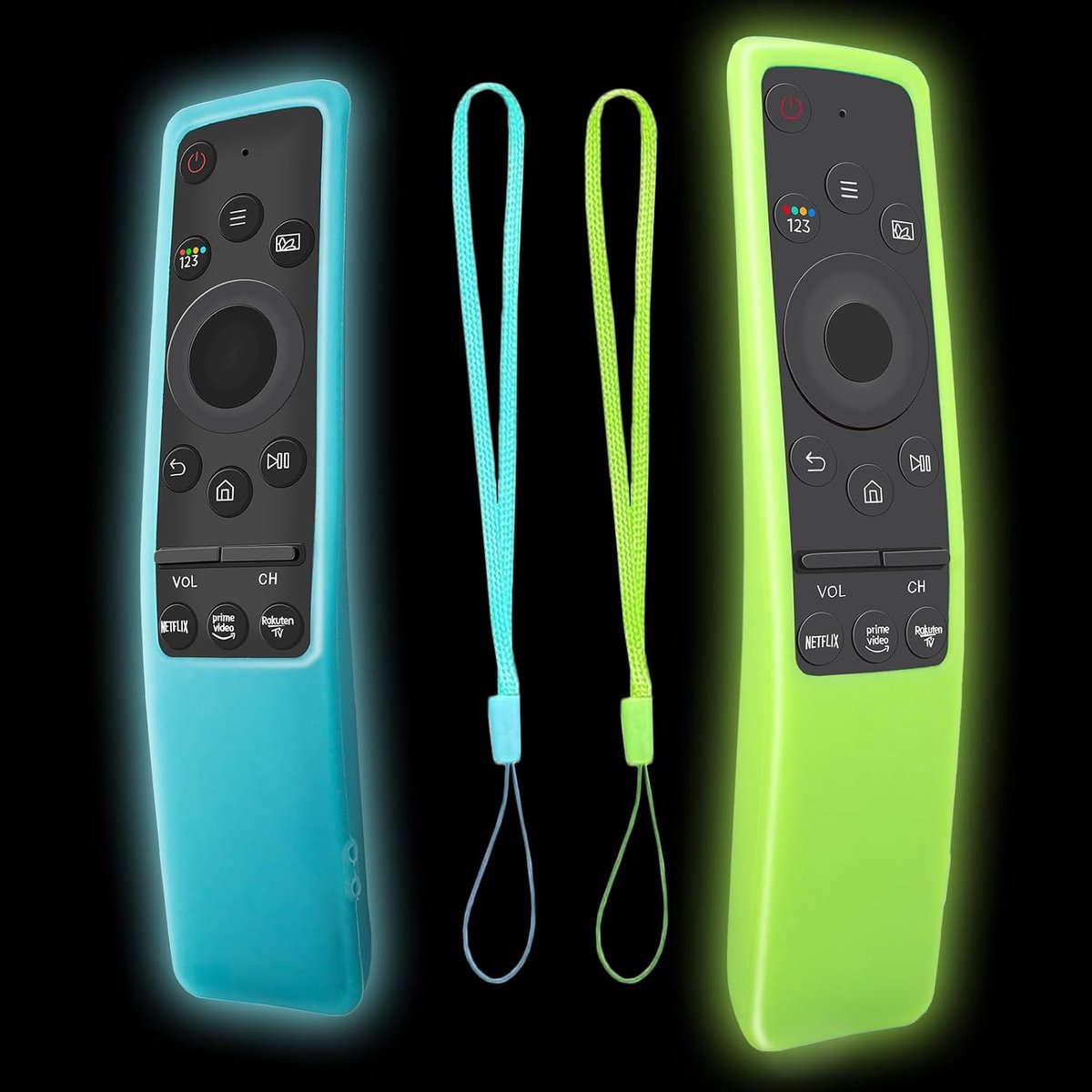 2 stuks siliconen beschermhoes voor Samsung Smart TV afstandsbediening BN59-01241A, BN59-01260A, BN59-01266A, BN59-01259B, BN59-01312G schokbestendige anti-slip afstandsbediening case glow in the dark