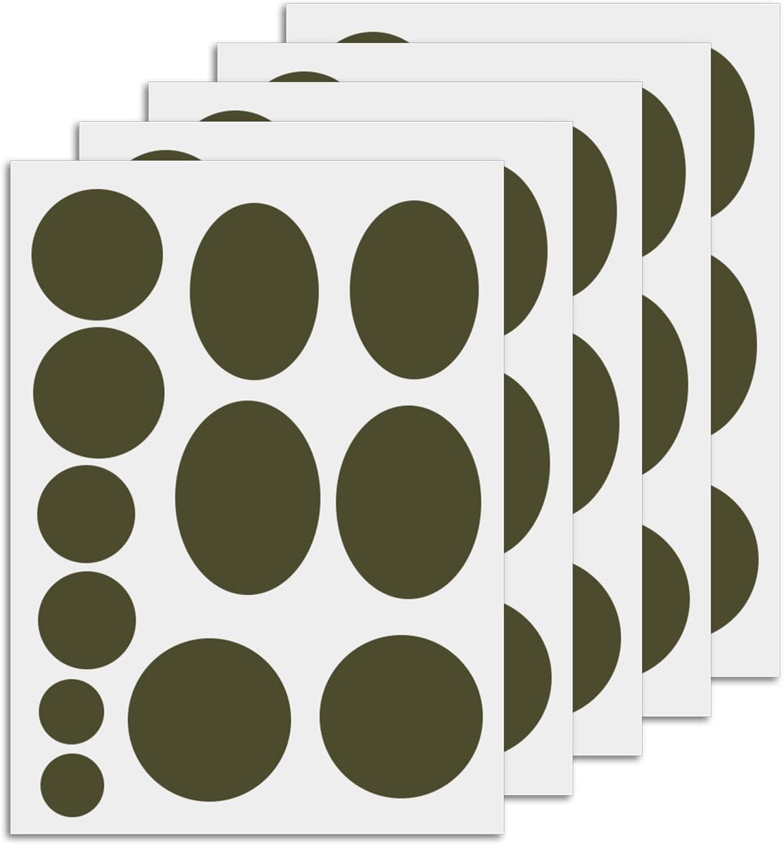 5 Vellen / 60st Donsjack Reparatiepatch, Ronde Zelfklevende Nylon Reparatiepatchtape Wasbaar Stof Bovenkleding Reparatietape voor Jassen Donsjassen Tenten Slaapzakken(Olijfgroen)