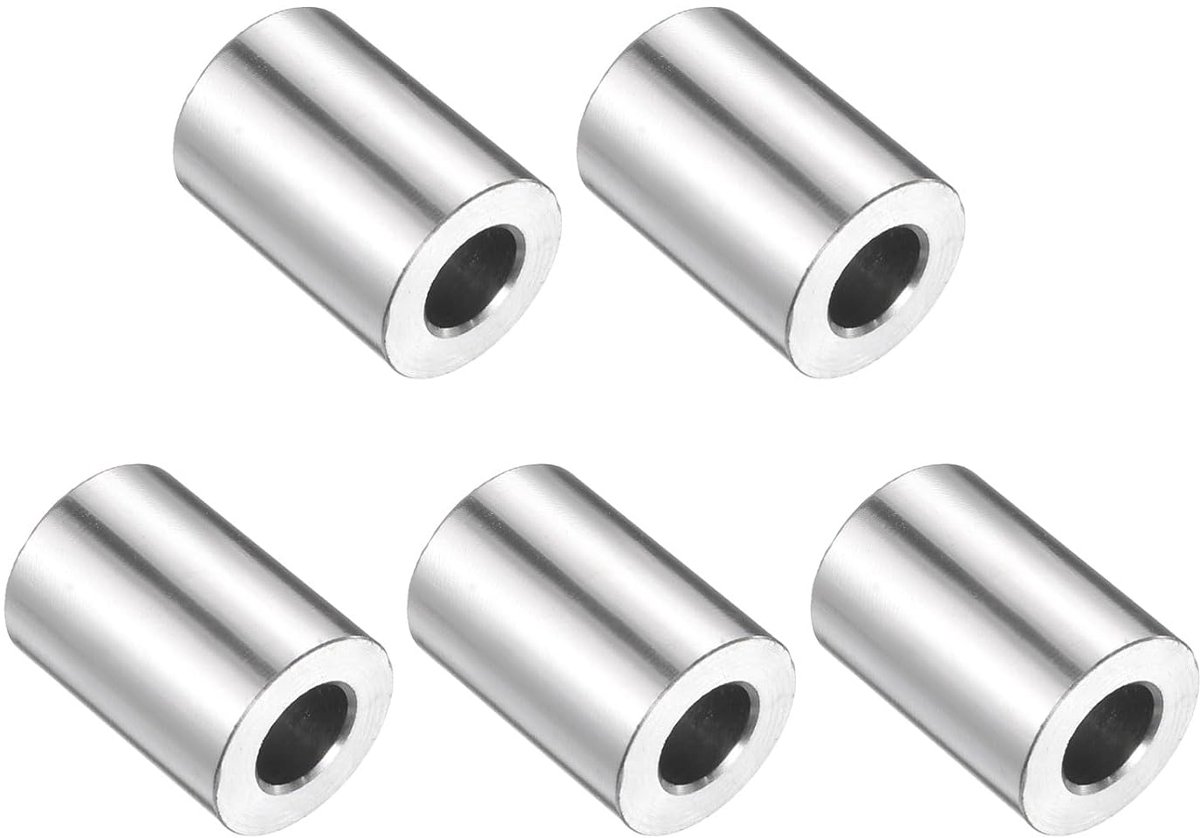 5 stuks roestvrijstalen afstandhouders 3/8 inch binnendiameter x 3/4 inch buitendiameter x 1-1/4 inch lengte schroefnaaf, gladde ronde afwerking, metaal voor M10-schroeven en stangen