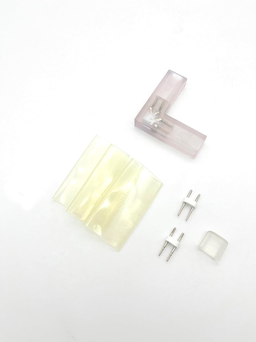 Serie - Connector L, PVC transparant. ALLEEN voor de op deze pagina aangegeven LED Strip, NIET compatibel met LED lichtslang en LED Neon Flex