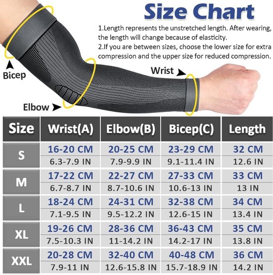 Mouwen Elleboogsteunen, Volledige Arm Ondersteunt Bescherming voor Mannen & Vrouwen (Paar), Antislip Sport Arm Braces — afbeelding 2