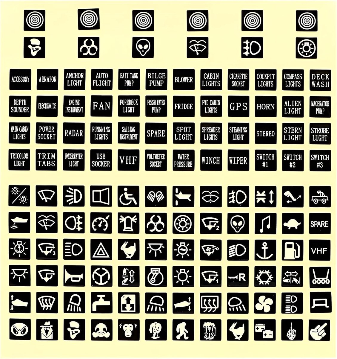 Multifunctionele autosticker met lichtgevende knopen, grappige autostickers, stickers met lichtgevende knopen voor het dashboard