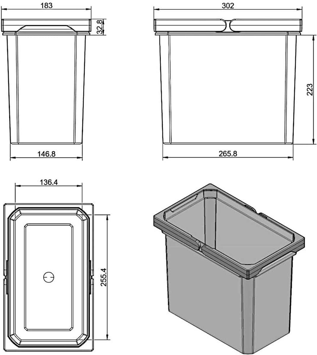 Bevestiging, grijs, 9 l