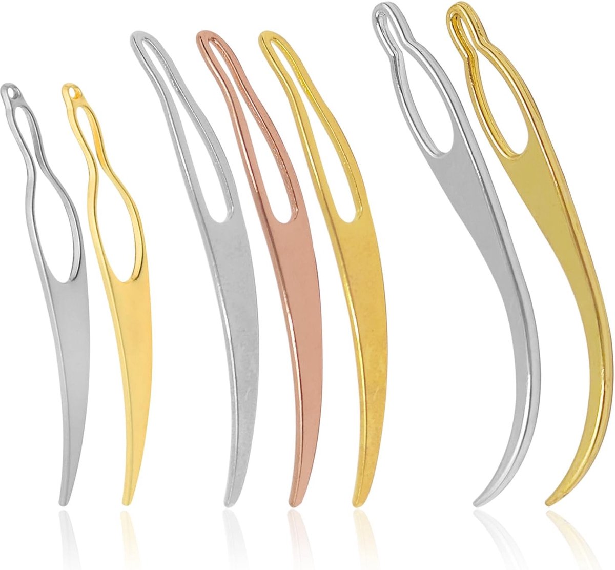 7 stuks dreadlocks-vergrendelingsgereedschap, 3 stijlen, Easyloc haak voor dreadlocks, spanaccessoires voor het maken van gevlochten haar (goud-zilver roze)