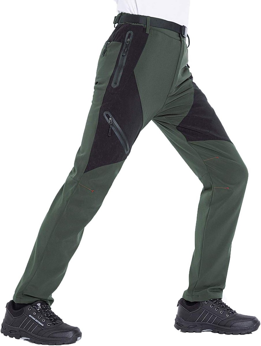 Wandelbroek voor heren, lichte winddichte ademende wandelbroek voor lente, zomer en herfst, legergroen, XL