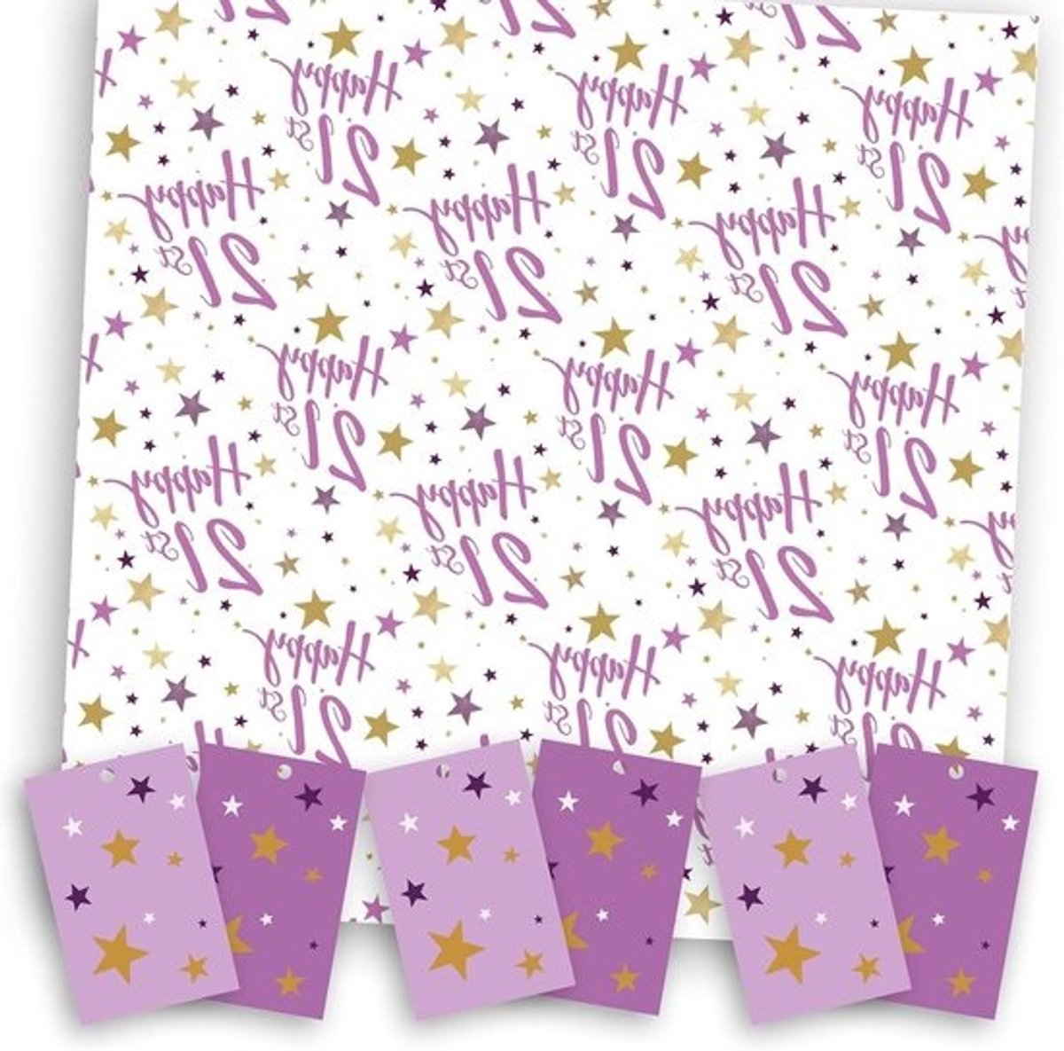 Inpakpapier Set - Cadeaupapier Vellen - Verjaardag Vieren - Luxe Zijdepapier - 5 Vellen 50x70cm - Roze Blauw Ster