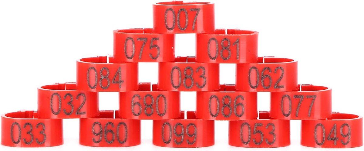 Ringen, duiven identificeren ring 001-100 genummerde pluimvee been ring vogel been bands voet ring voor kuiken eend duif gans(12mm)