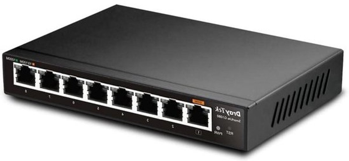 Netwerk Switch - Gigabit Hub - Netwerk Uitbreiden - Stil Ventilatorloos - 8 Poorten - Meerkleurig