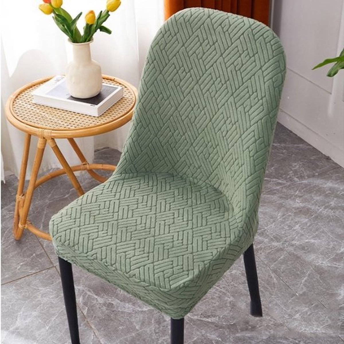Stoelhoezen Set - Eetkamerstoelhoezen - Interieur Vernieuwen - Hoge Elastische Stof - Set van 2/4/6/8 - Groene Streep