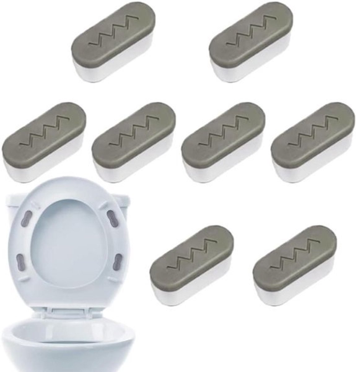 Toiletbril bumpers - WC-bril buffers - Zitcomfort verhogen - Zelfklevend en vervangbaar - 8 stuks - Grijs