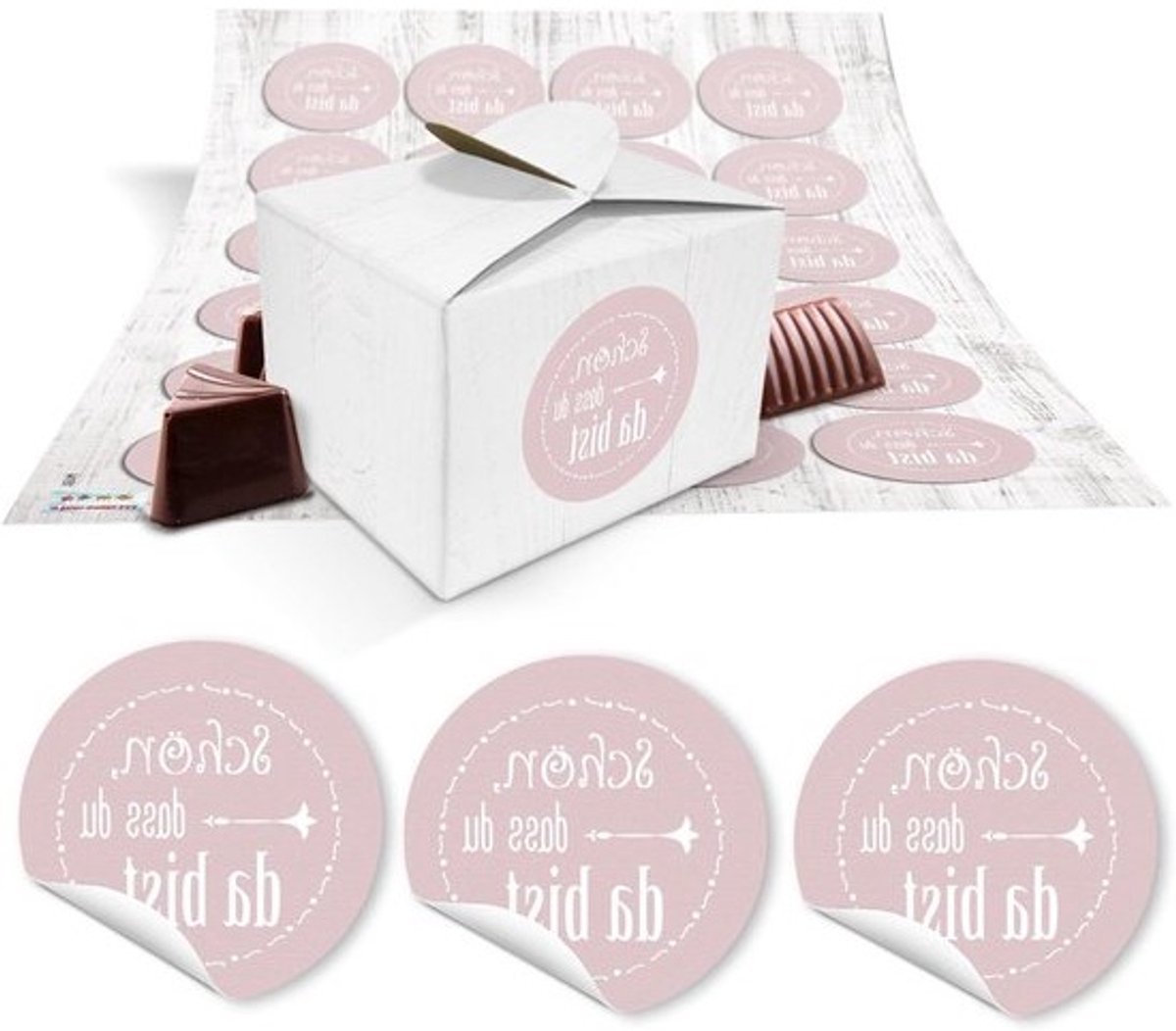 Kleine geschenkdozen - Verpakking dozen - Cadeaus inpakken - Met decoratieve stickers - 8 x 6.5 x 5.5 cm - Wit