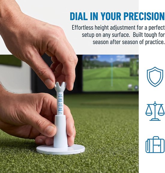Tees van kunststof en rubber, in hoogte verstelbaar 5,3 - 7,4 cm, voor Driving Range Mat & Golf Simulator, onbreekbaar golfaccessoire voor mannen met indoor en — afbeelding 2